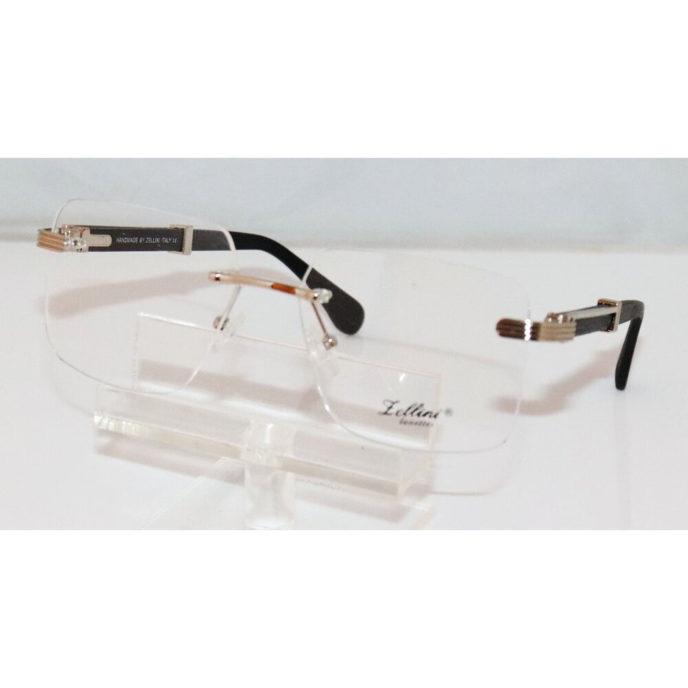 NEW ZELLINI 25658 C2 Rimless Palladium eyeglasses with Wooden Temples
